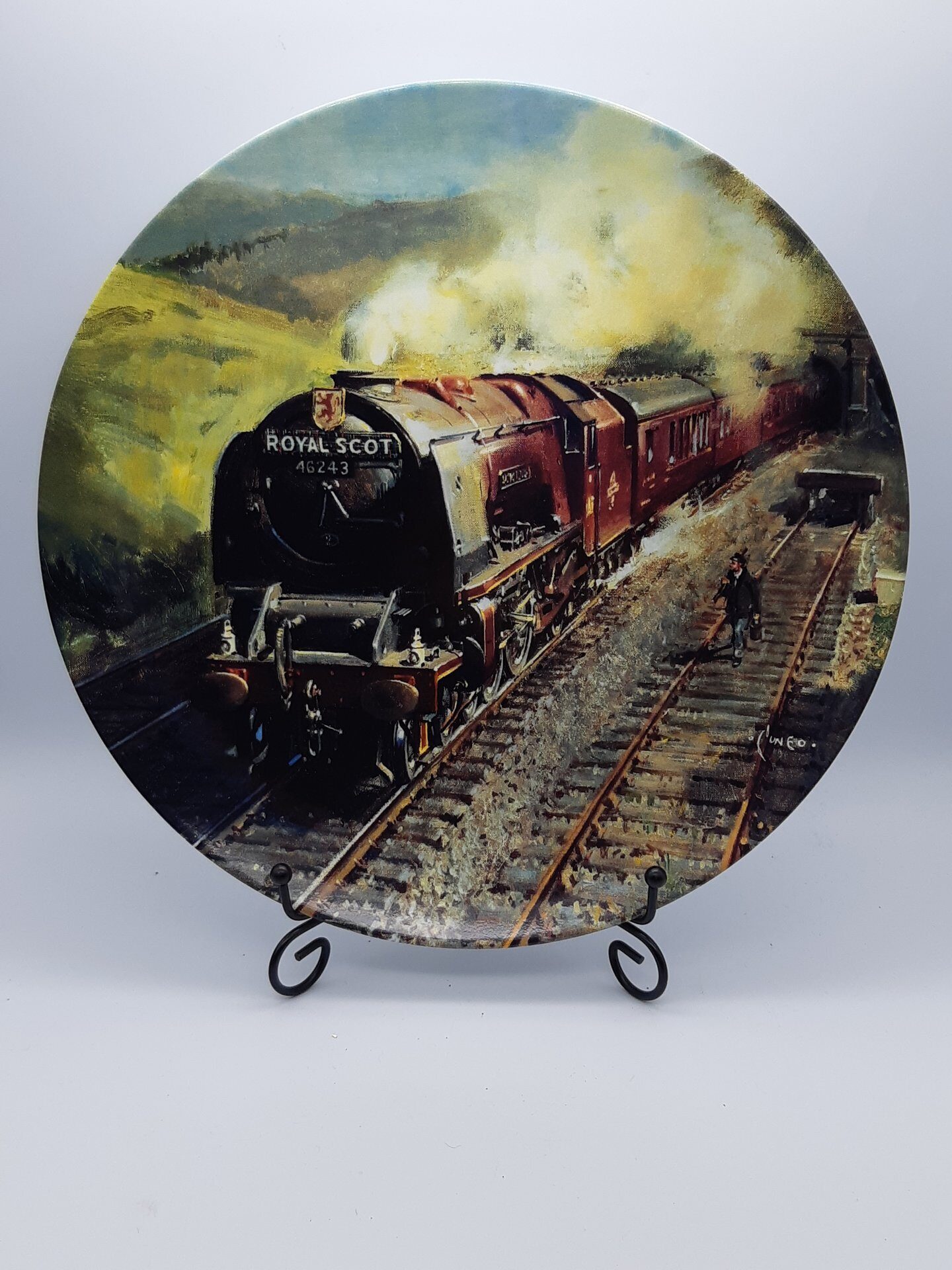 D858 Декоративная тарелка из лимитированной серии Royal Mail, The Royal Scot (Famouse trains), Винтаж, Wedgwood. Англия