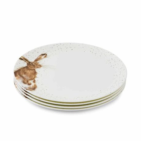 ND308 Сет из четырех тарелок 20 cm Wrendale Designs Hare 4 Coupe Dinner Plates. Royal Worcester. Новое. Англия